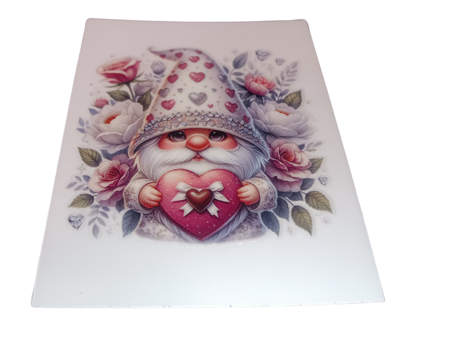 Pink & Silver Chocolate Heart Gnome Decal