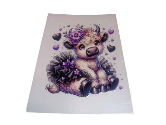 Purple & Black Highland Cow Decal
