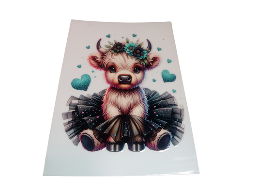 Teal Highland Cow Decal