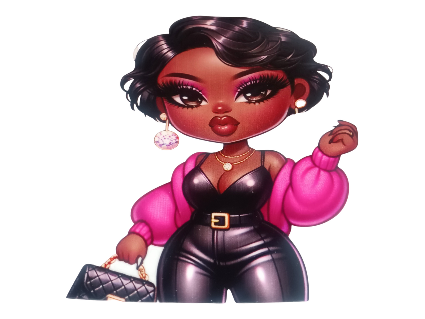 Black Bob Diamond Ball Earrings Melanin Women Decal