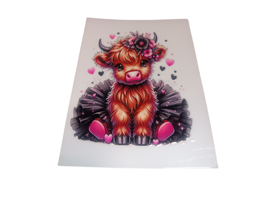 Pink Highland Cow Decal