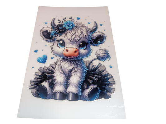 Blue Highland Cow Decal
