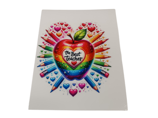 Best Teacher Rainbow Apple Teacher Decal
