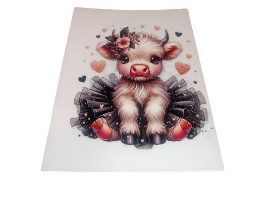 Peach Highland Cow Decal