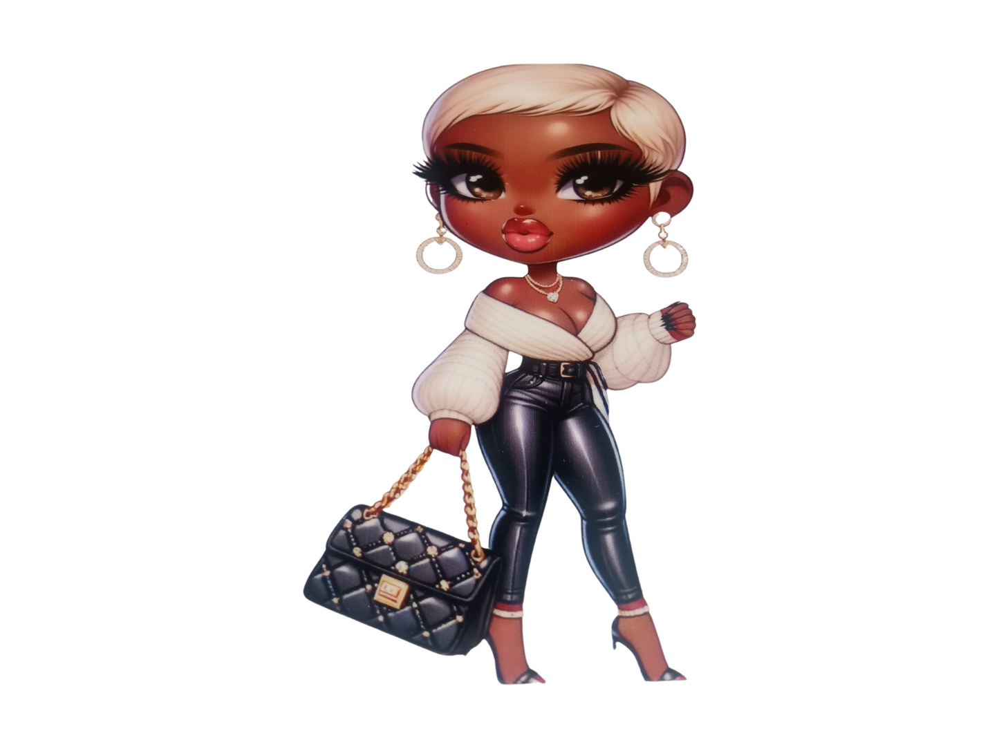 Blonde Pixie Hoop Earrings Melanin Women Decal