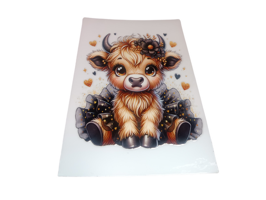 Black & Gold Highland Cow Decal