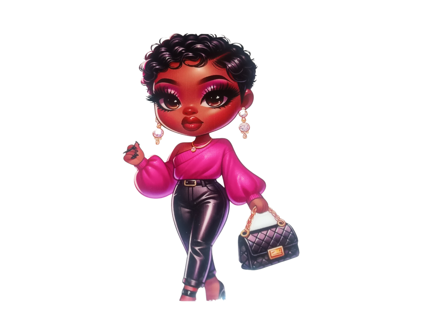 Black Pixie Cold Shoulder Melanin Women Decal