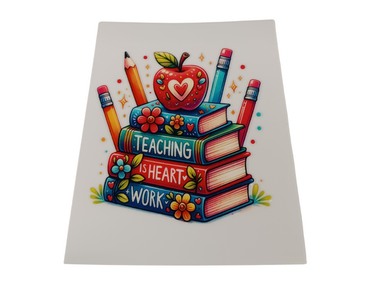 Double Heart Apple Teacher Decal
