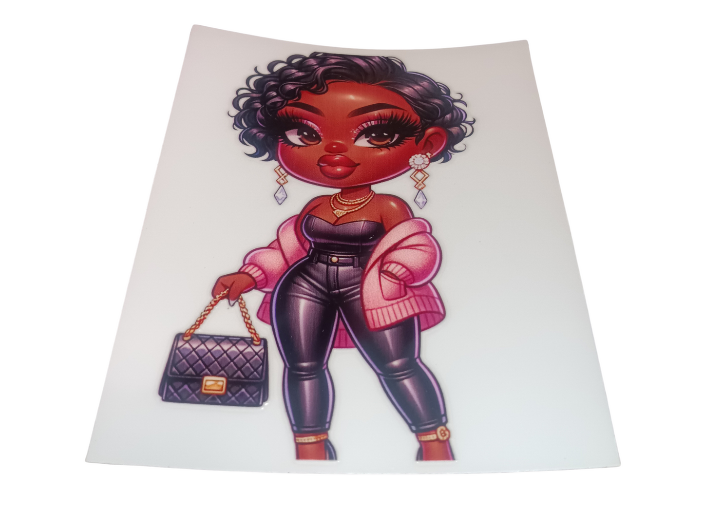Black Curly Bob Melanin Women Decal