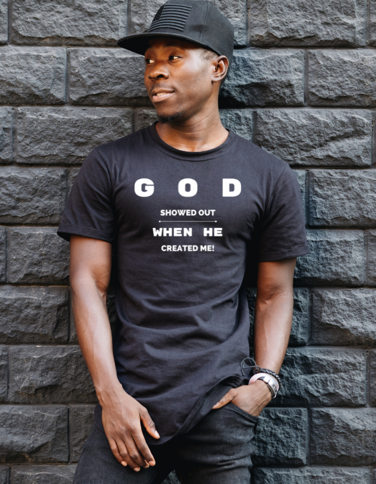 Unisex GOD Showed Out When He Created Me White Letter T-Shirt