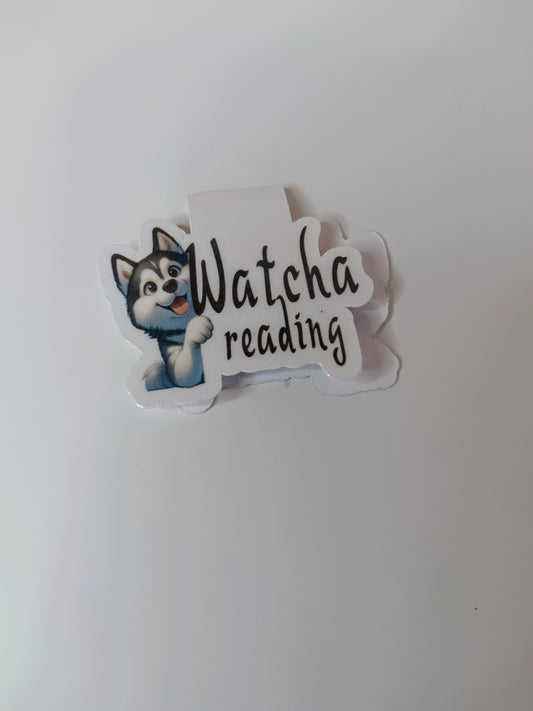 Peeking Siberian Husky Whatcha Reading Magnetic Bookmark