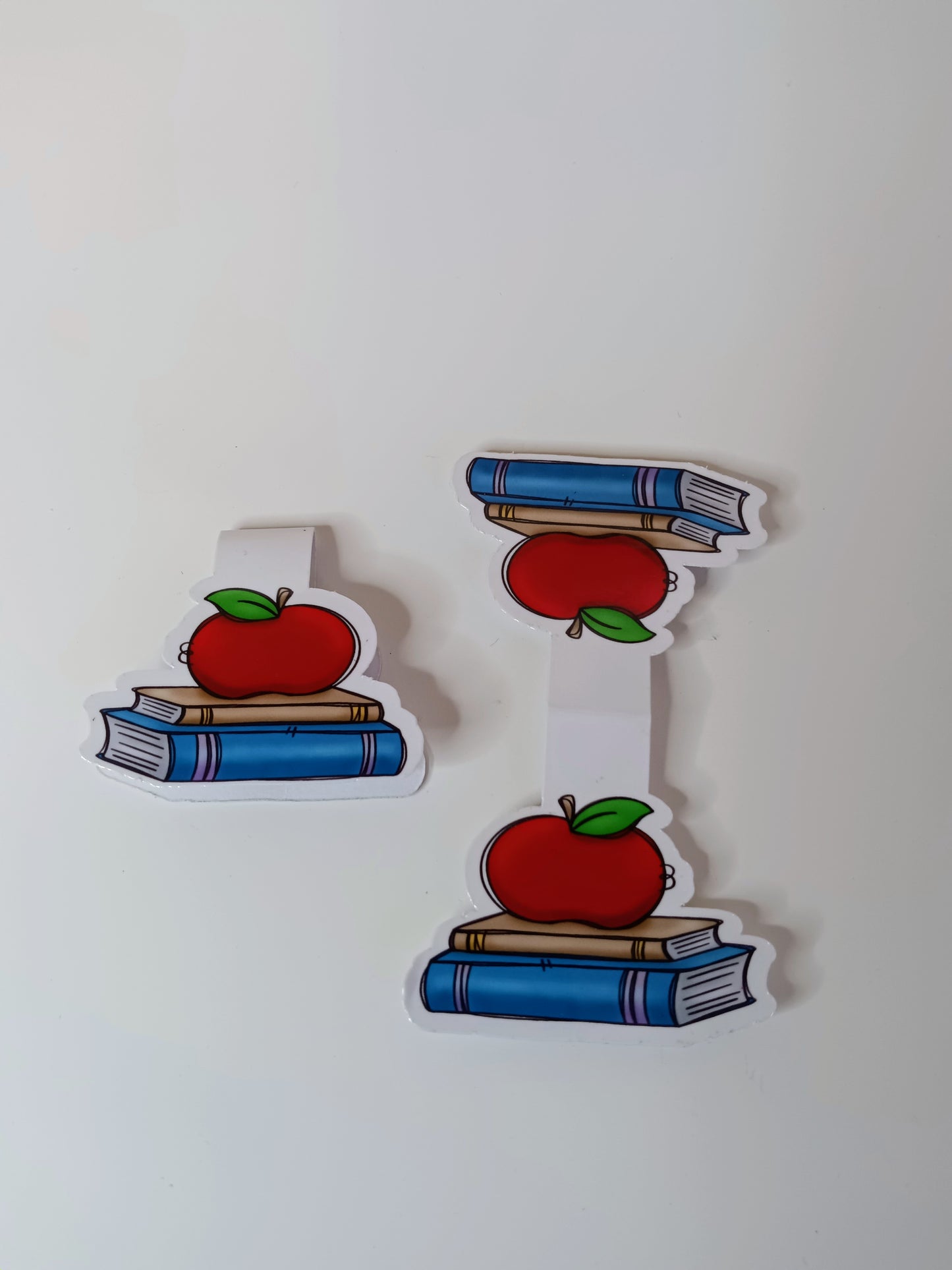 Apple and Stacked Books Magnetic Bookmark